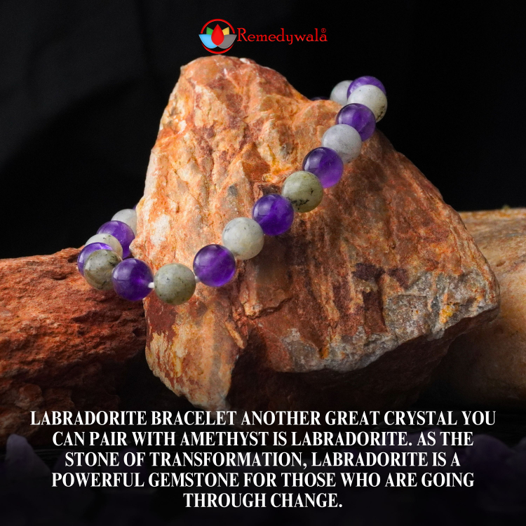 Labradorite and Amethyst Combination Bracelet