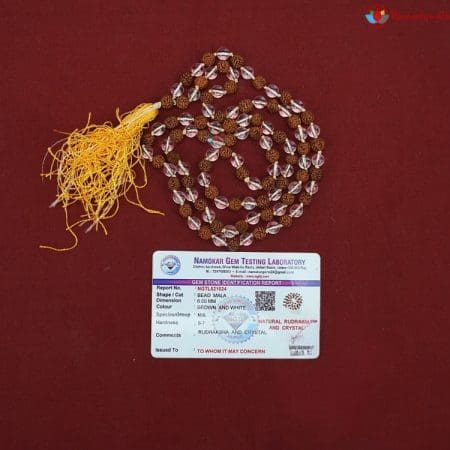 Rudraksha Crystal Japa Mala With Certificate 6mm Beads