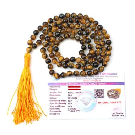 Tiger Eye Crystal Mala With Certificate - Remedywala