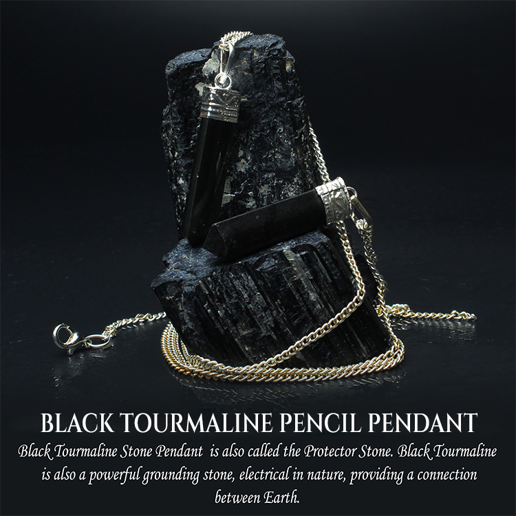 Black Tourmaline Triangle Pencil Pendant - Image 5