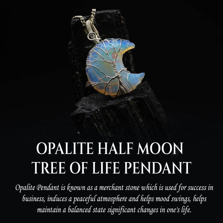 Opalite Half Moon Tree of Life Pendant - Image 5