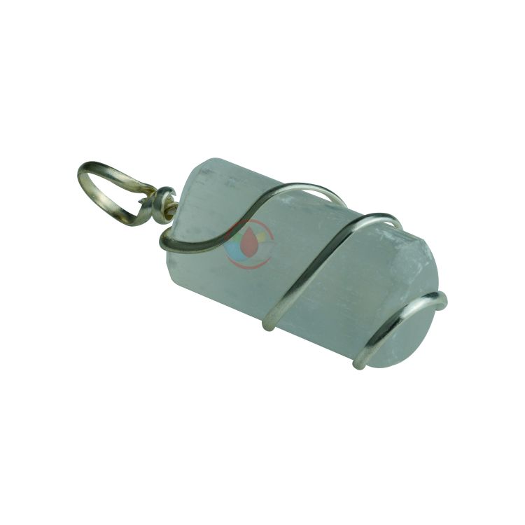 Selenite Rough Stone Wire Wrapped Pendant - Image 2