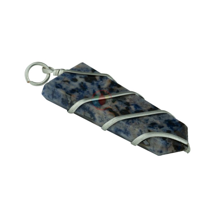 Sodalite Flat Stone Wire Wrapped Pendant - Image 2