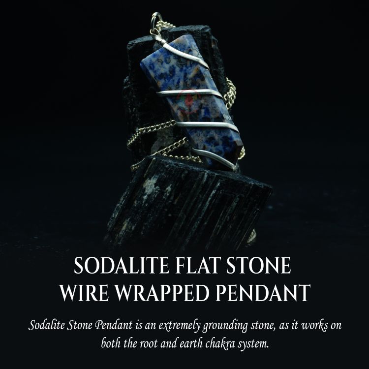 Sodalite Flat Stone Wire Wrapped Pendant - Image 5