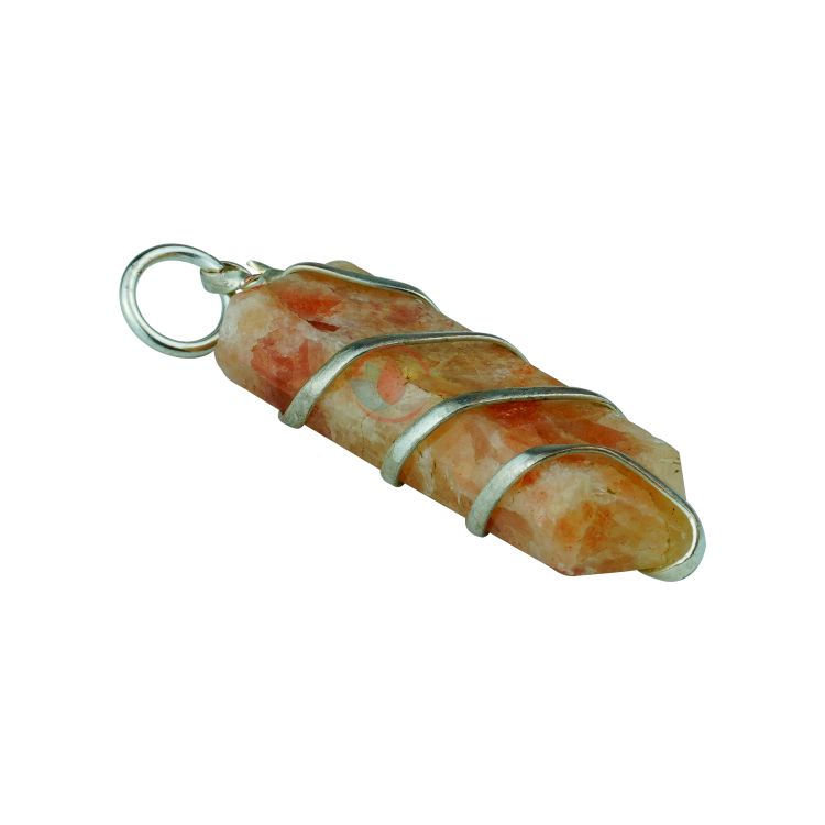 Sunstone Flat Stone Wire Wrapped Pendant - Image 2
