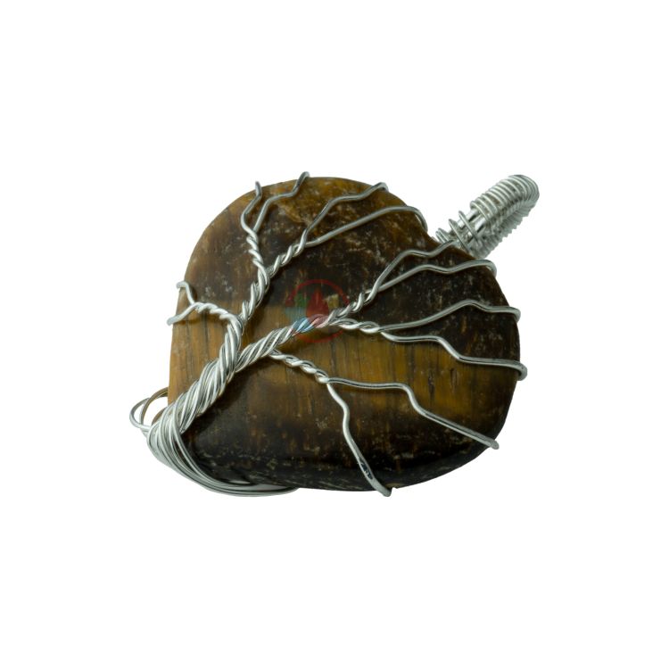 Tiger Eye Heart Shaped Tree Of Life Pendant - Image 2