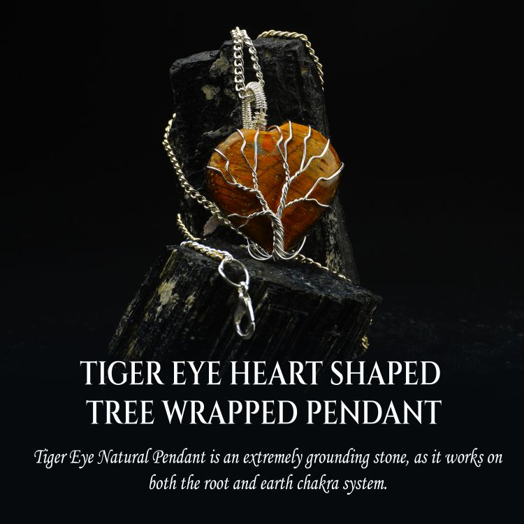 Tiger Eye Heart Shaped Tree Of Life Pendant - Image 5