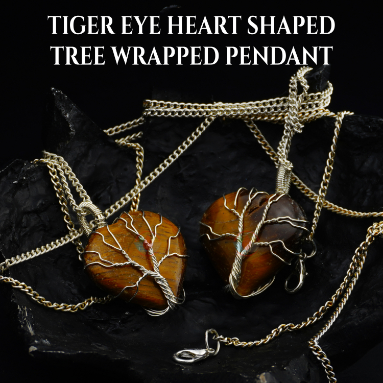 Tiger Eye Heart Shaped Tree Of Life Pendant - Image 4