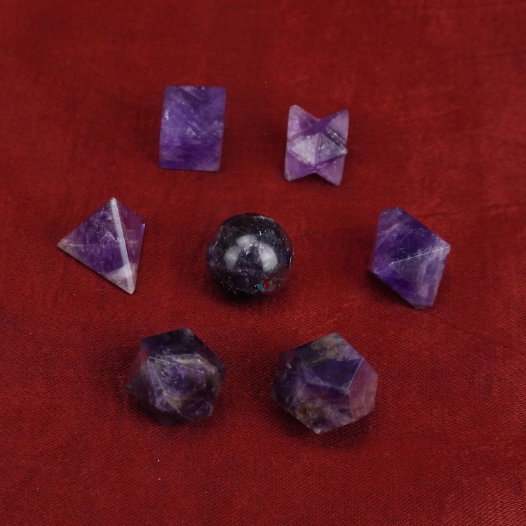 Amethyst Platonic Sacred Geometry Set of 7
