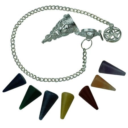 7 Chakra Pendulum Cone-Shaped Crystals