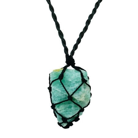 Amazonite Thread Cage Raw Stone Pendant