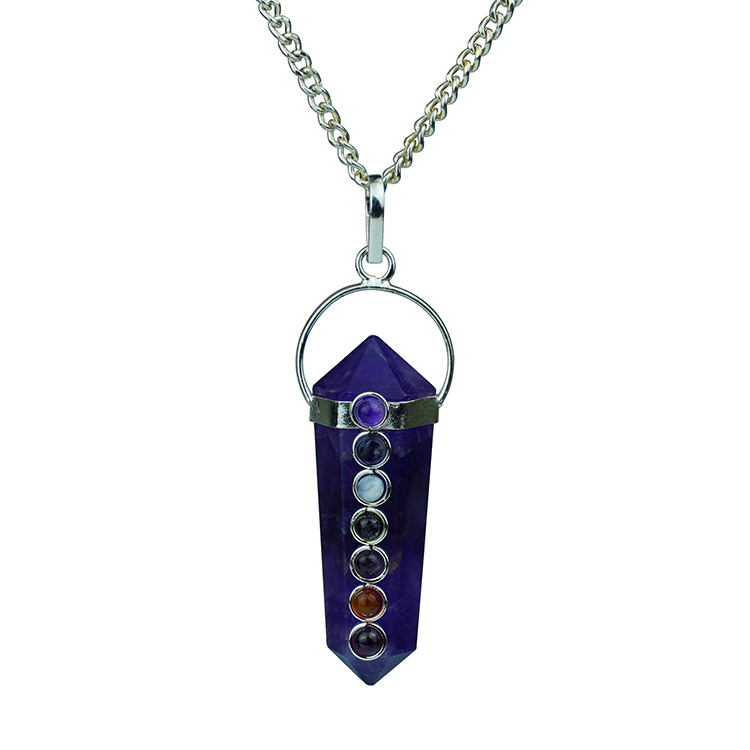 Amethyst 7 Chakra Pencil Pendant