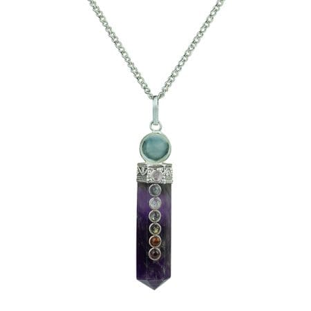 Amethyst 7 Chakra Ball Pencil Pendant