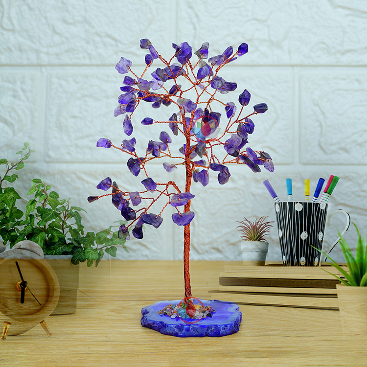 Amethyst Tree 100 Beads Chips Stone Slice Base