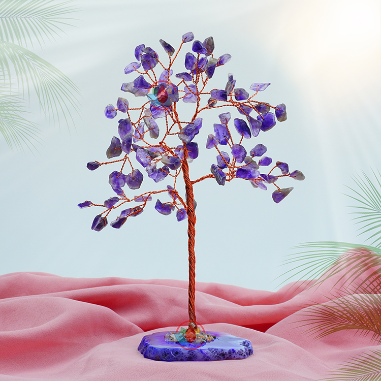 Amethyst Tree 100 Beads Chips Stone Slice Base