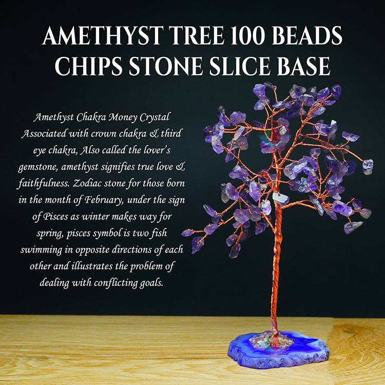 Amethyst Tree 100 Beads Chips Stone Slice Base