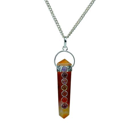 Carnelian 7 Chakra Double Terminated Pendant