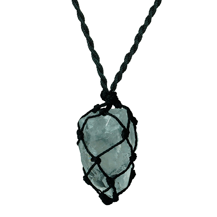 Clear Quartz Thread Cage Raw Stone Pendant