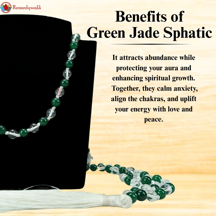 Green Jade Sphatik Mala With Certificate 6mm Beads Jap Mala