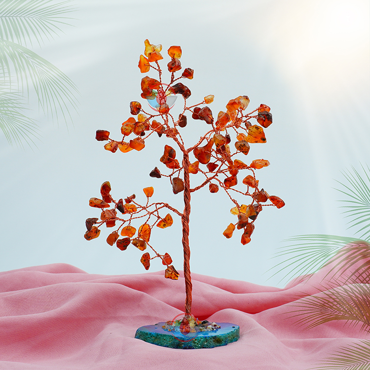 Red Carnelian Tree 100 Beads Chips Stone Slice Base