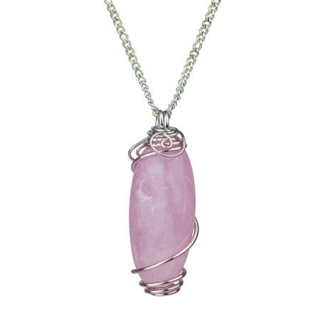 Rose Quartz Oval Shape Wire Wrapped Pendant