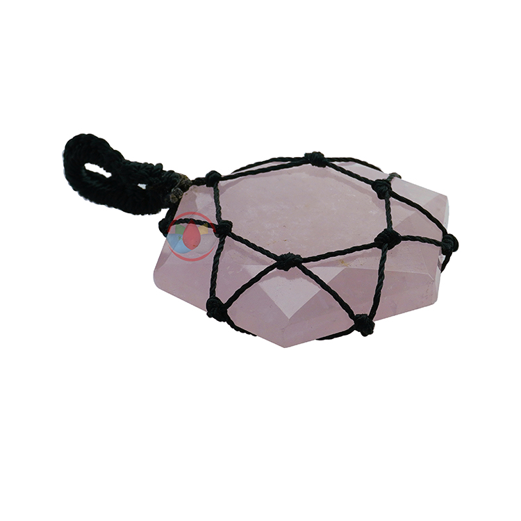 Rose Quartz Thread Cage Wrapped Pendant