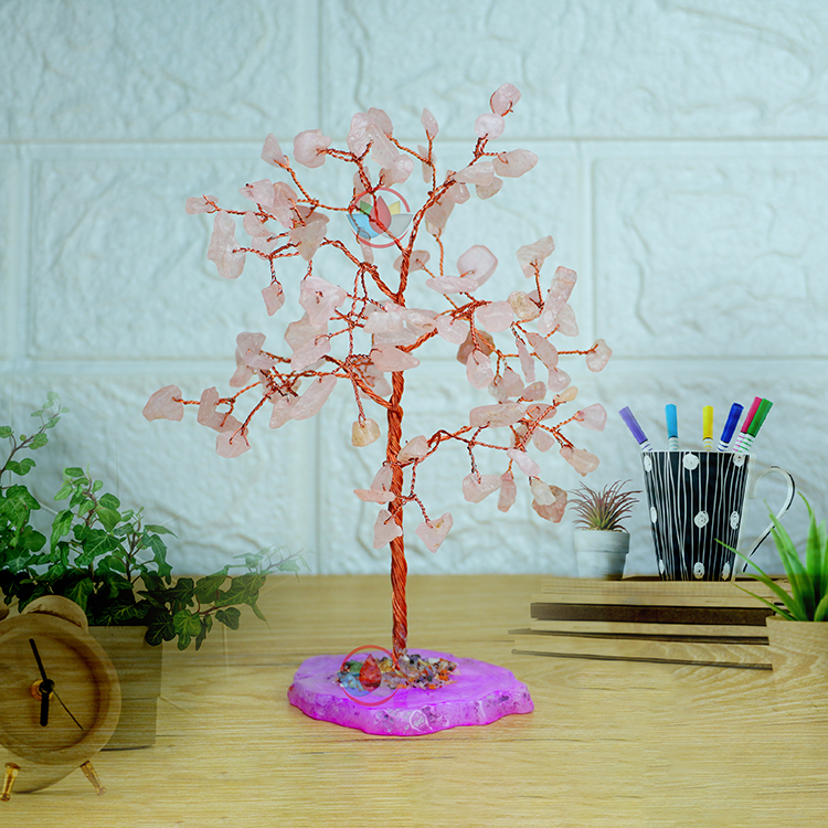 Rose Quartz Tree 100 Beads Chips Stone Slice Base
