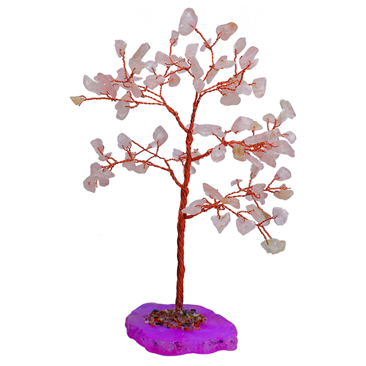 Rose Quartz Tree 100 Beads Chips Stone Slice Base