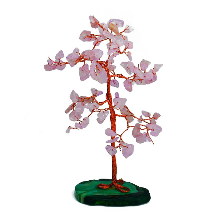 Rose Quartz Tree 100 Beads Slice Stone Base