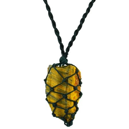 Tiger Eye Thread Cage Raw Stone Pendant