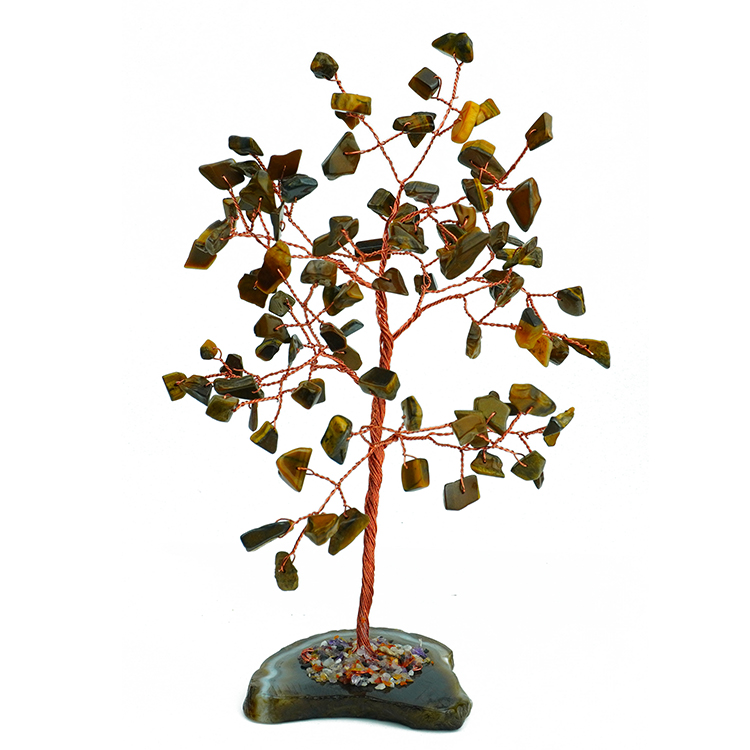 Tiger Eye Tree 100 Beads Chips Stone Slice Base