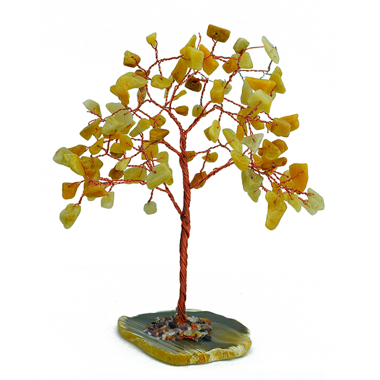 Yellow Aventurine Tree 100 Beads Chips Stone Slice Base