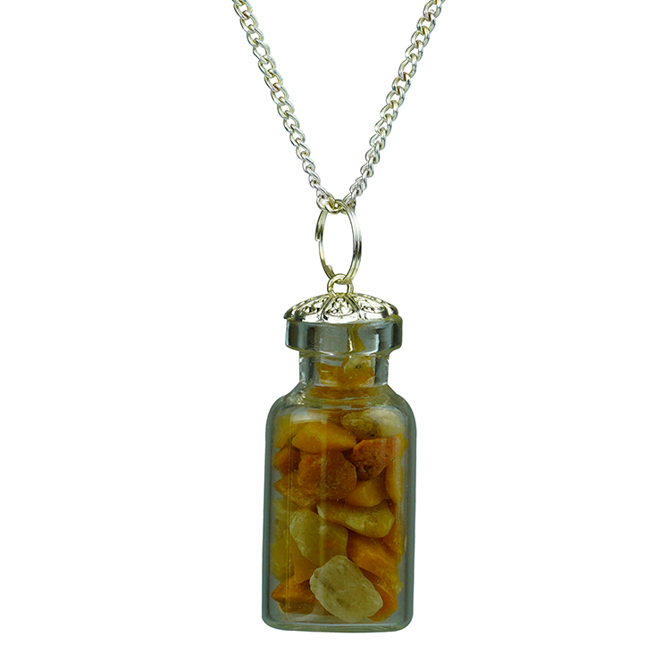 Yellow Calcite Chip Stone Bottle Pendant