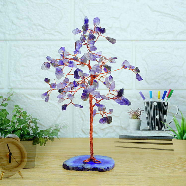 Amethyst Tree 100 Beads Slice Stone Base