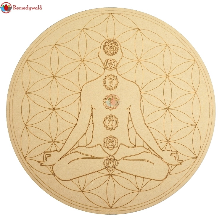 Flower Of Life Chakras Body Wooden Grid Plate