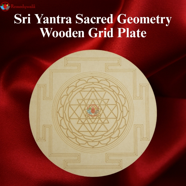 Sri Yantra Sacred Geometry Wooden Grid Plate