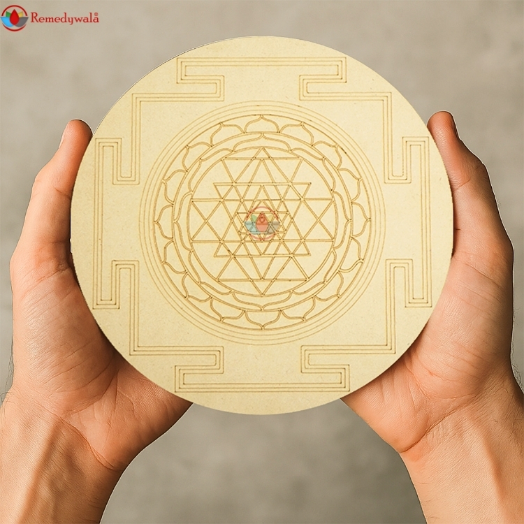 Sri Yantra Sacred Geometry Wooden Grid Plate