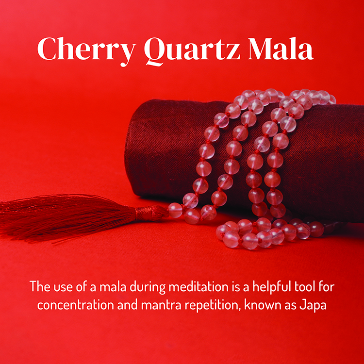 Cherry Quartz Japa Mala With Certificate 6mm Beads Mala