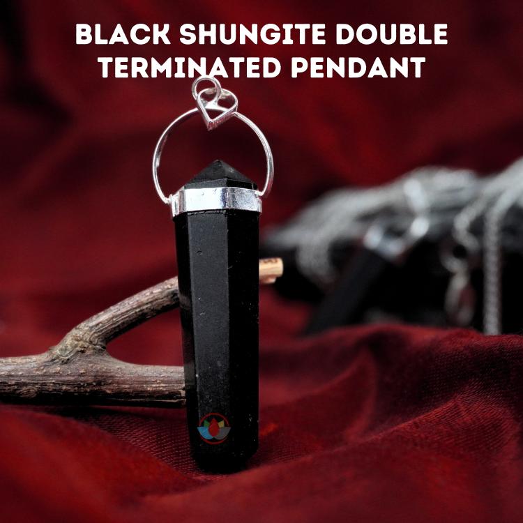 Black Shungite Double Terminated Pendant