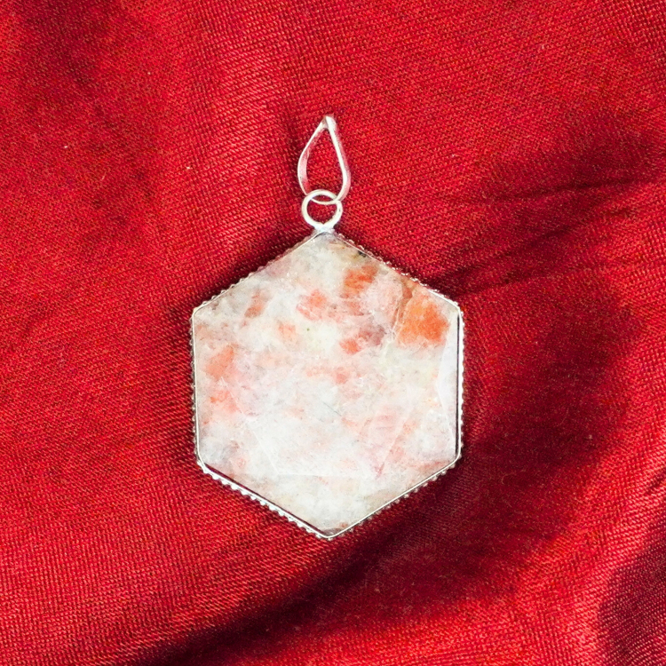 Sunstone David Star Shape Frame Pendant
