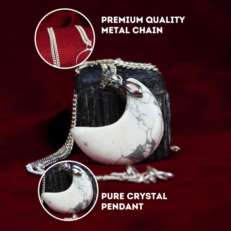 White Howlite Half Moon Pendant