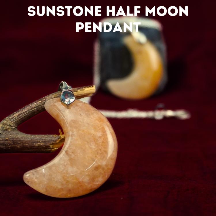 Sunstone Half Moon Pendant