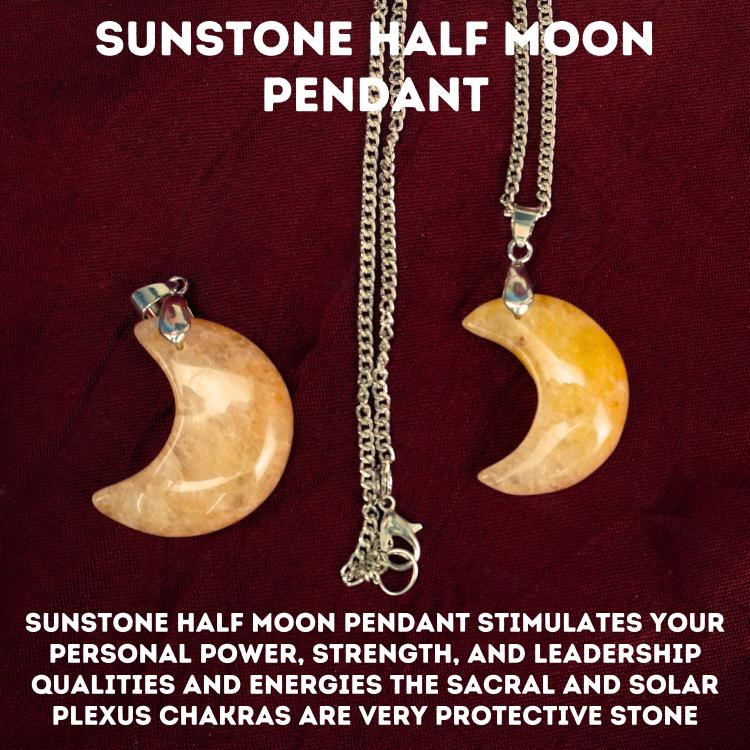Sunstone Half Moon Pendant
