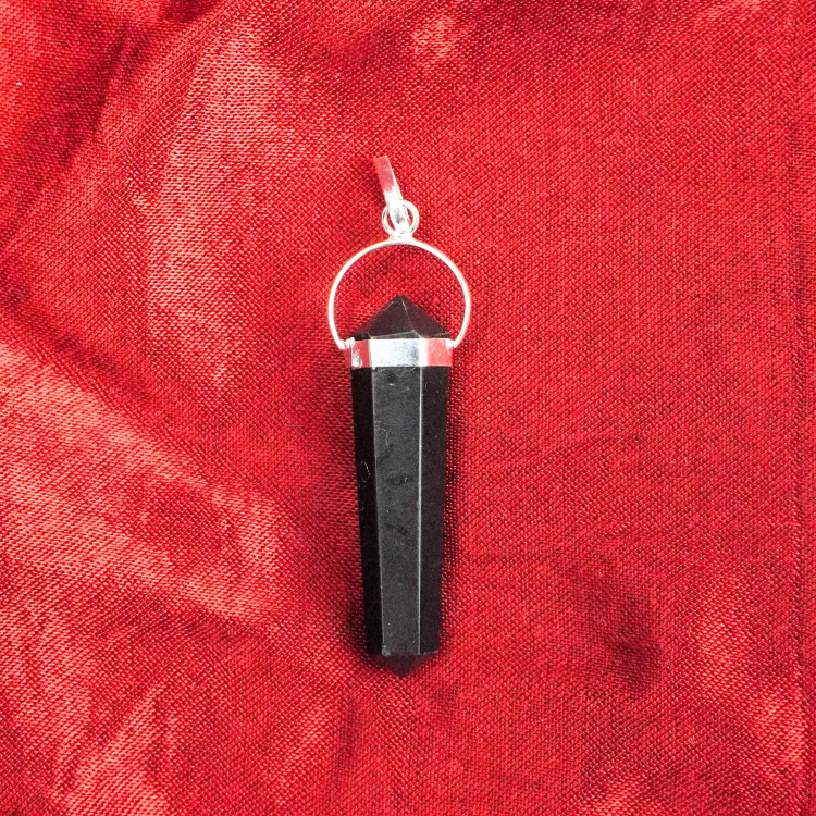 Black Shungite Double Terminated Pendant