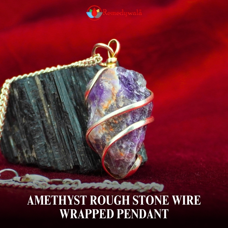 Amethyst Rough Stone Wire Wrapped Pendant