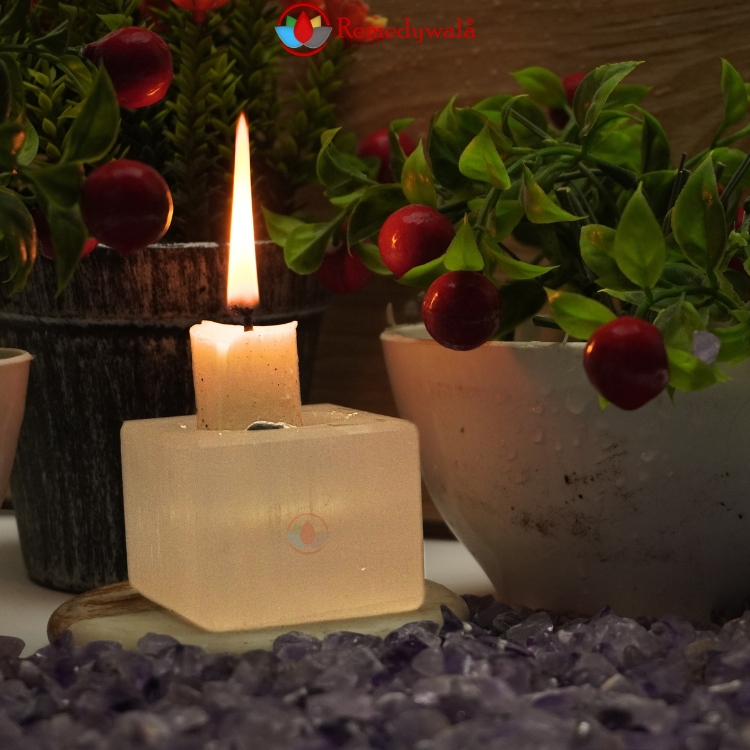 Natural Selenite Candle Holder