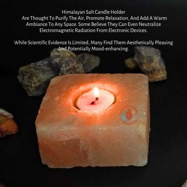 Square Shape Candle Holder Natural Himalayan Rock Salt Crystal