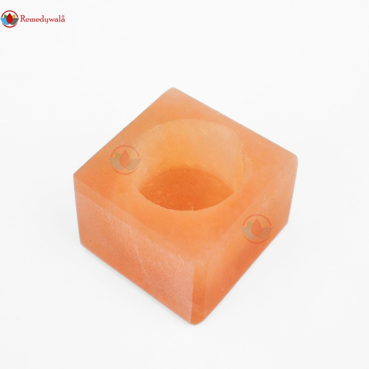 Natural Cube Orange Selenite Candle Holder