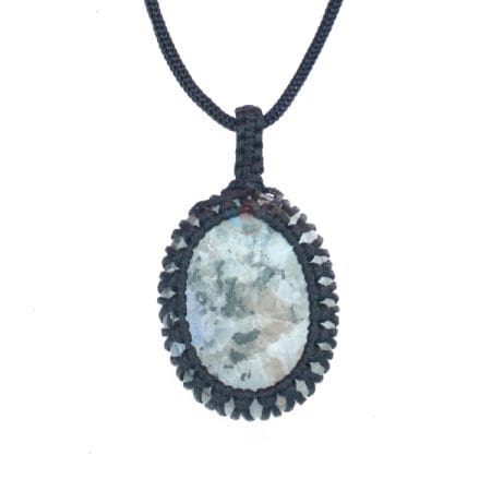 Rainbow Moonstone Macrame Pendant