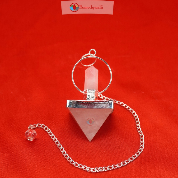 Rose Quartz Pyramid Dowsing Pendulum With Pencil Wand - Image 4